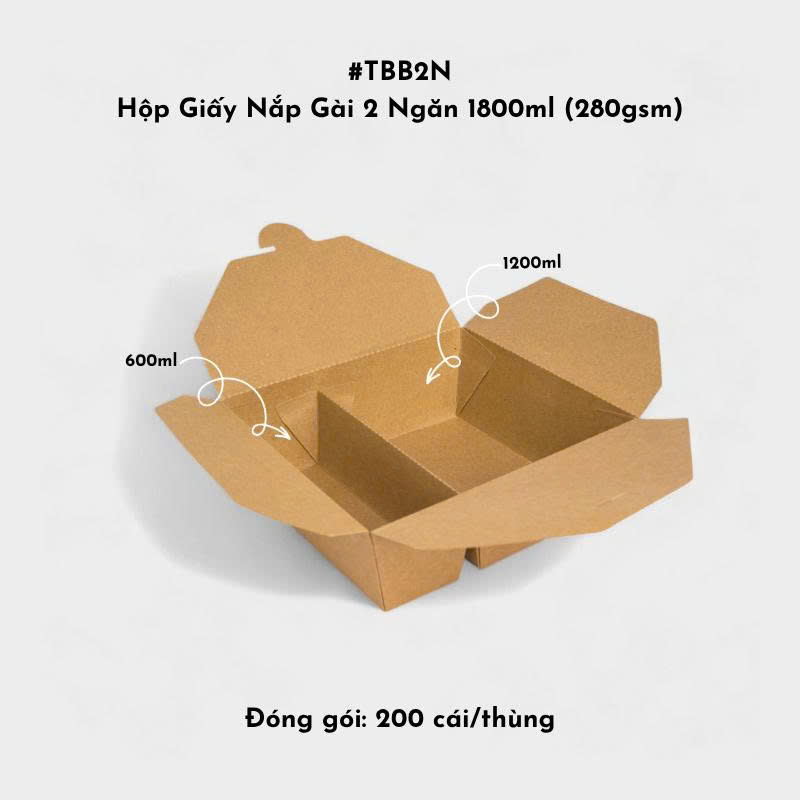 hộp giấy 2 ngăn 1800ml