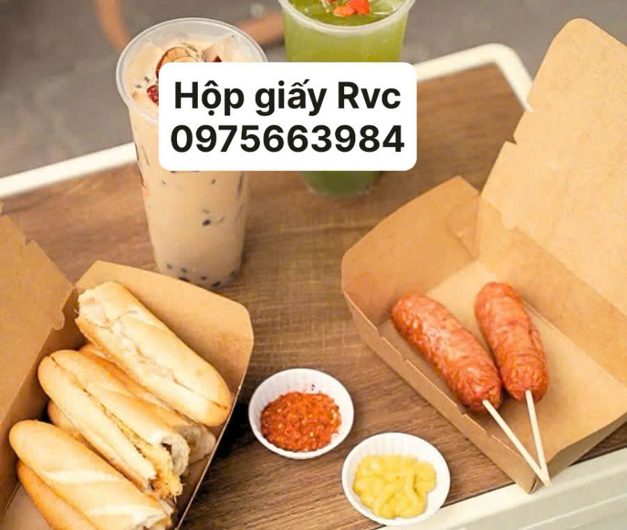 hộp giấy đựng xúc xích chiên