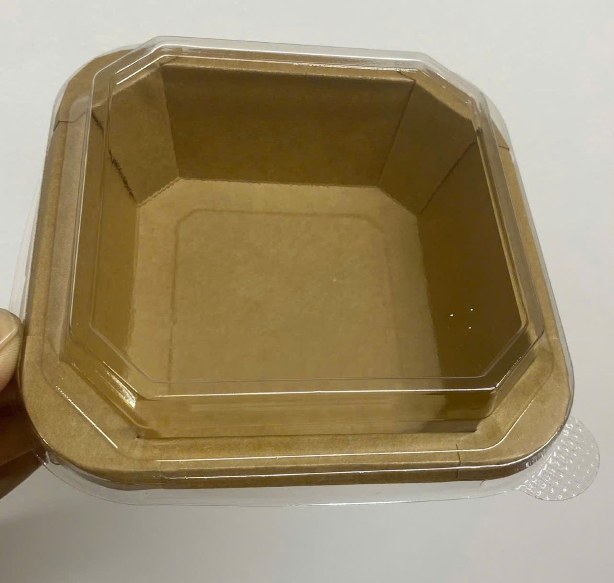 Hộp giấy vuông 500ml nắp kín | Hộp kraft nâu take away | RVC