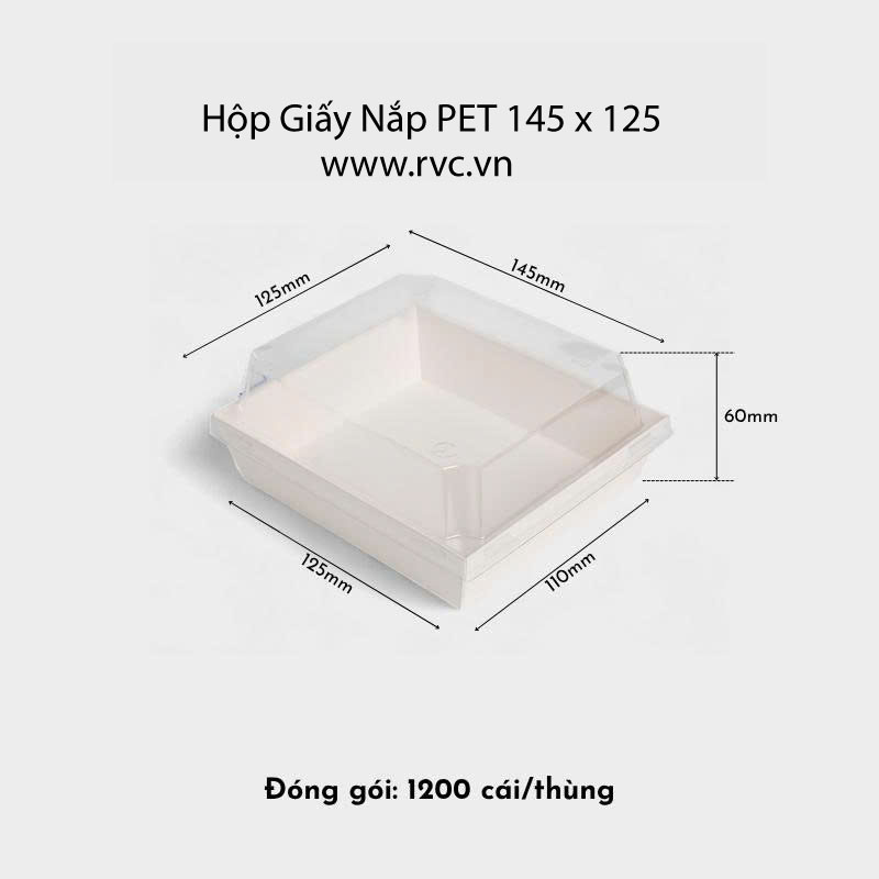 Hộp giấy nắp pet rong màu trắng 145.125