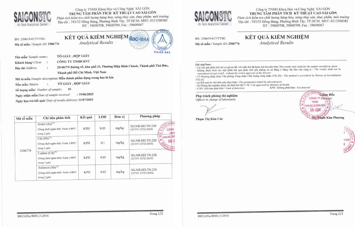 giấy kiểm định an toàn thực phẩm