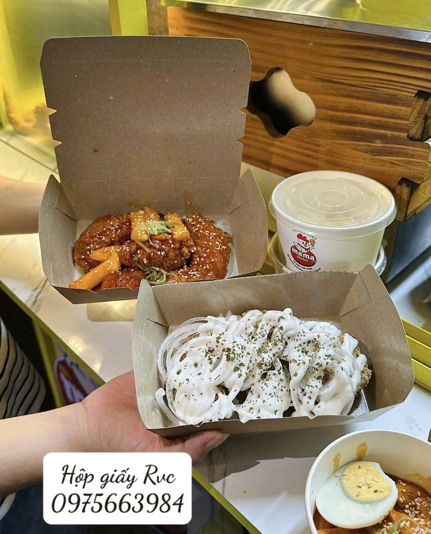 hộp giấy đựng cơm gà mang đi