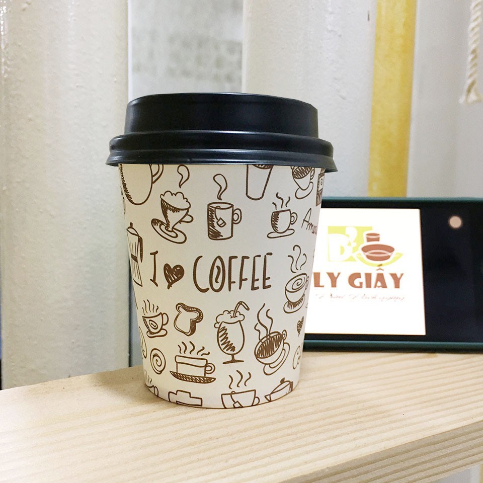 in ly giấy 360ml nắp đen