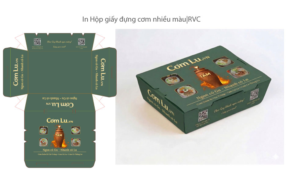 in hộp giấy đựng thức ăn nhiều màu giá sỉ