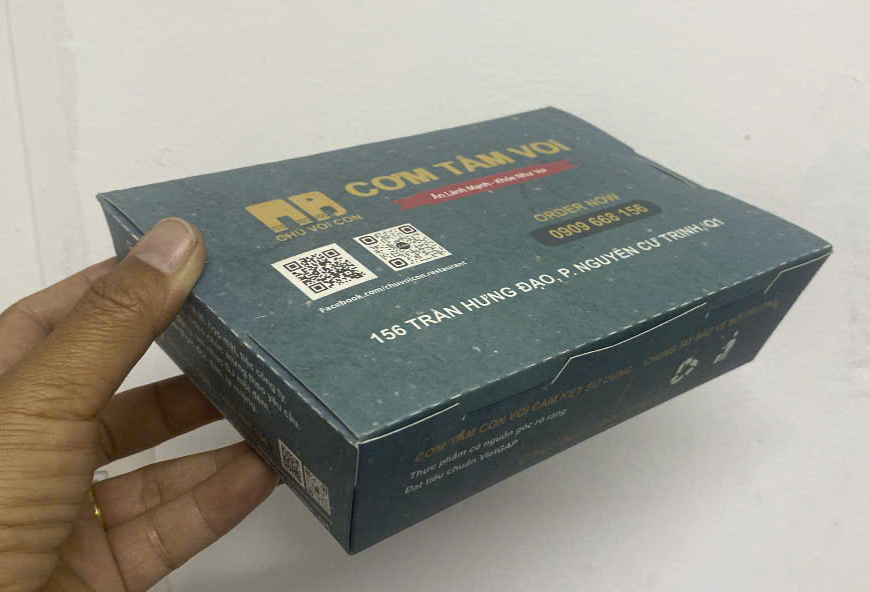 in hộp giấy đựng thức ăn chữ nhật