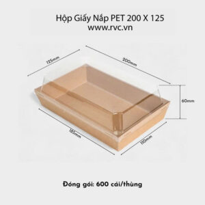 Hộp giấy kratf nắp pet 200.125
