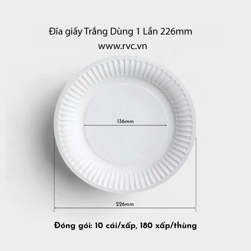 Đĩa giấy trắng dùng 1 lần 204mm s