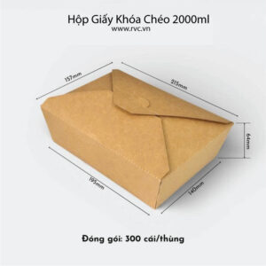 Hộp giấy nắp khóa chéo 2000ml nâu