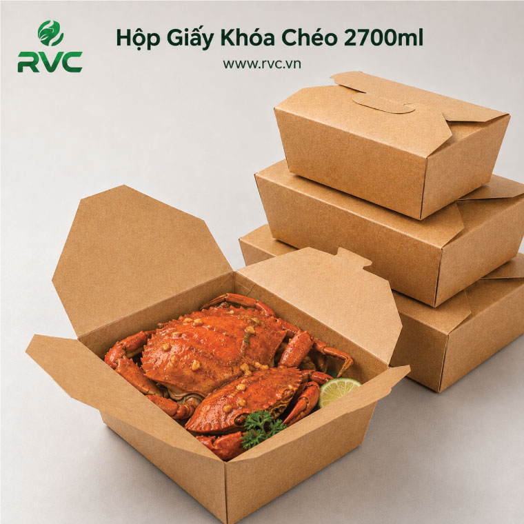 hộp giấy khóa chéo 2700ml đựng thức ăn