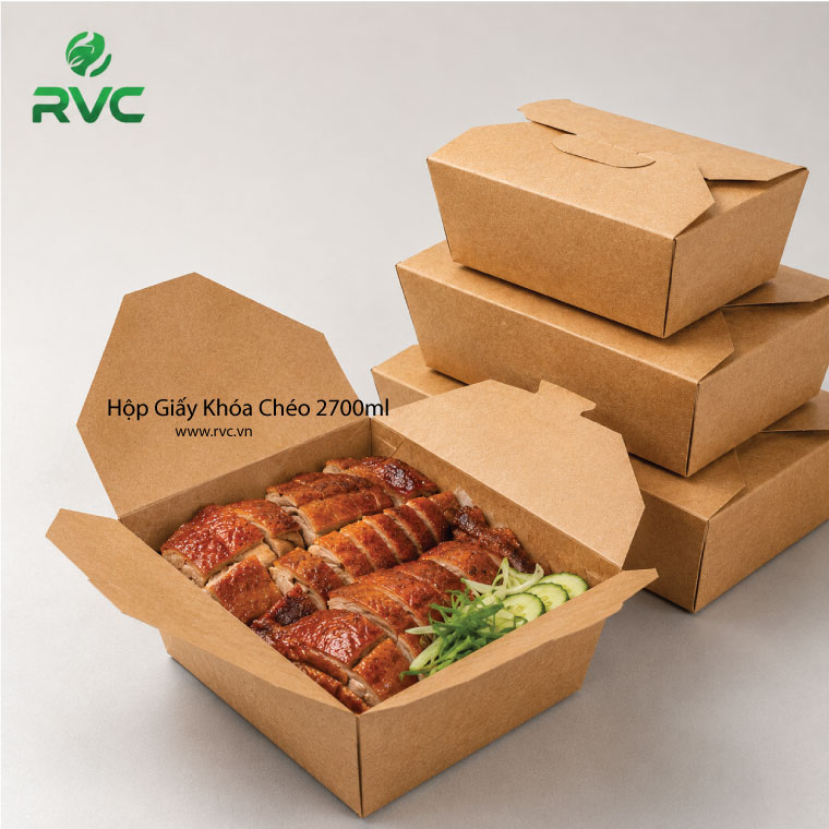 hộp giấy khóa chéo 2700ml đựng vịt quay