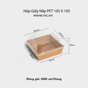 Hộp giấy nắp pet trong vuông 105mm