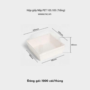 Hộp giấy trắng nắp pet trong 105.105