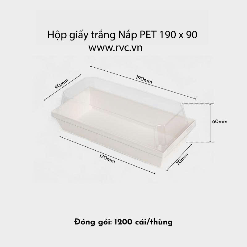 hộp giấy trắng nắp pet 190.90