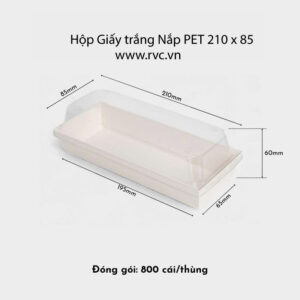 Hộp giấy trắng nắp pet 210.85