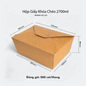 Hộp giấy khóa chéo 2700ml đựng gà nướng và vịt nướng