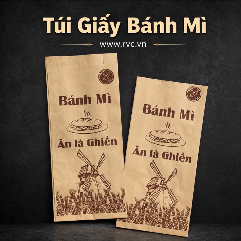 túi giấy bánh mì 235x100x40 mm