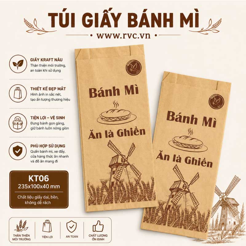 túi giấy bánh mì kraft