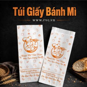 Túi Giấy Bánh Mì Trắng In Hình