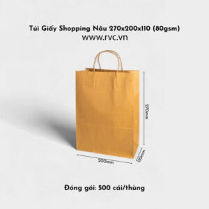 Túi Giấy Shopping Nâu 270x200x110 mm