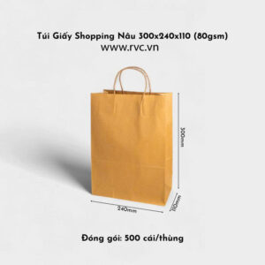Túi Giấy Shopping Nâu 300x240x110-mm