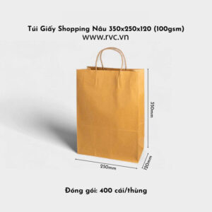 Túi Giấy Shopping Nâu 350x250x120-mm