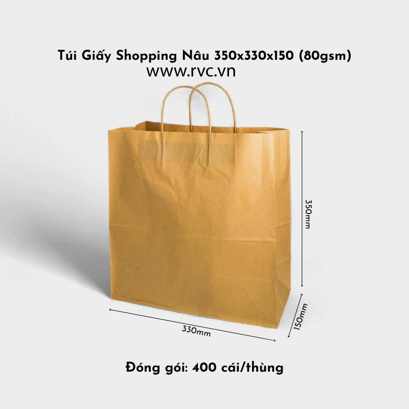 Túi Giấy Shopping Nâu 350x330x150-mm
