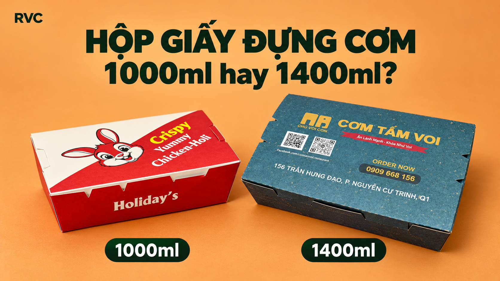 chọn hộp giấy đựng cơm 1000ml hay 1400ml